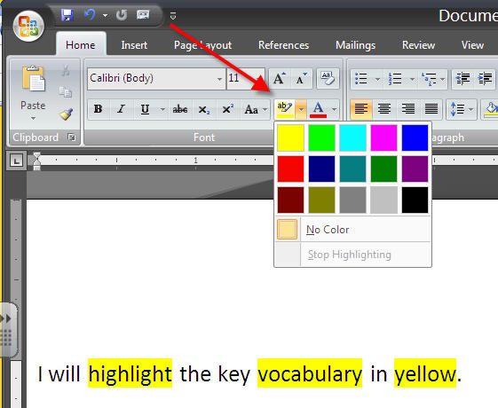highlight using microsoft word for mac version 15.41